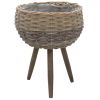 Planter 3 pcs Wicker with PE Lining - Brown