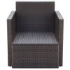 Patio Chair with Cushions and Pillows Poly Rattan Brown - Brown