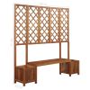 Garden Planter with Bench and Trellis Solid Acacia Wood - Brown