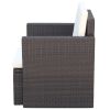 Patio Chair with Cushions and Pillows Poly Rattan Brown - Brown