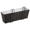 Balcony Hanging Rattan Planter Set 20 inch 2 pcs Black - Black