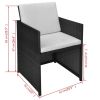 Patio Chairs 2 pcs with Cushions and Pillows Poly Rattan Black - Black