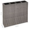 Garden Raised Bed with 4 Pots Poly Rattan Gray - Grey