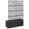 Trellis Raised Bed with 3 Pots 32.7"x11.8"x51.2" Poly Rattan Black - Black