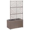 Trellis Raised Bed with 2 Pots 22.8"x11.8"x42.1" Poly Rattan Brown - Brown