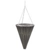 Hanging Flower Baskets 2 pcs Poly Rattan Gray - Grey