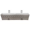 Balcony Raised Beds 2 pcs 31.5" Gray Poly Rattan - Grey