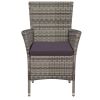 Patio Chairs 2 pcs with Cushions Poly Rattan Gray - Grey