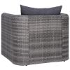 Patio Chair with Cushion and Pillow Poly Rattan Gray - Grey