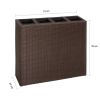 Garden Raised Bed with 4 Pots Poly Rattan Brown - Brown